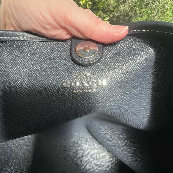 COACH City Tote Teal/Burgundy Houndstooth w Silver Hardware Shoulder Bag - Picture 7 of 8